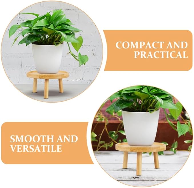 UPKOCH 2PCS Small Wooden Plant Stand Indoor Riser, Mid Modern Short Stool, Mini Wood Pedestal Base for Tabletop Corner Planter Desk Countertop