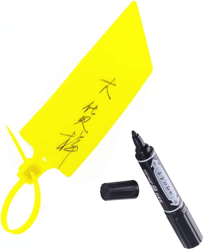 Plastic Seals Shipping Tags Logistics Use Big Sign Tie Large Label Tie, 255 mm Total Length, Package of 100 pcs (Yellow)
