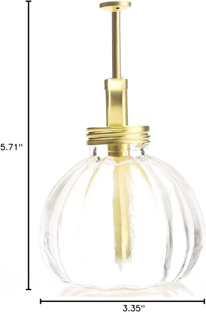 Plant Mister- Clear Color Glass Bottle & Brass Sprayer (Matt Gold)