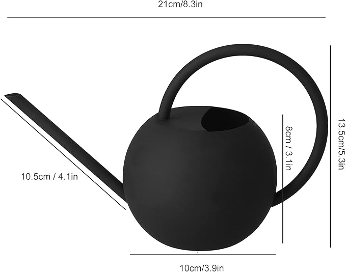 Long Spout Watering Can, 400Ml Stainless Steel Metal Watering Pot for Outdoor and Indoor Plants Decorative Black Colored Watering Can for Gardening Family Gardening