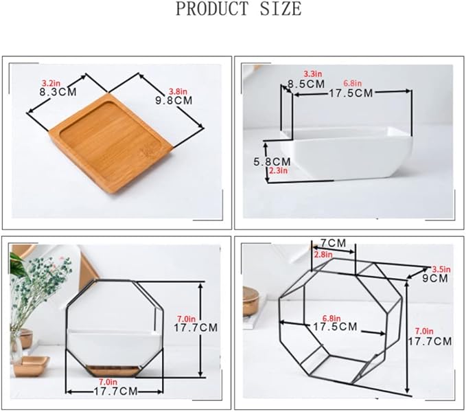 Hanging Plant Pots, Wall Planter Geometric Succulent Wall-Mounted Decor with Ceramic Flower Pot Hanging Vase Desktop Succulents Planter