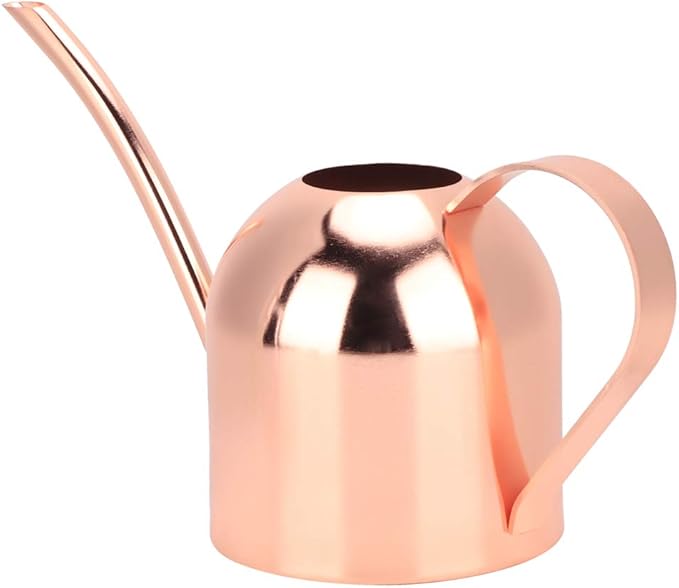 Watering Can Stainless Steel Bonsai Watering Can with Long Spout for House Plants Garden Flower,500ml (Rose Gold)