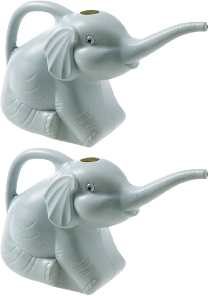 Lurrose 2pcs Long Spout Watering Can Set Elephant Design Watering Pot for Indoor and Outdoor Plants Household Garden in Blue