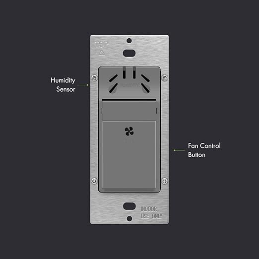 TOPGREENER Humidity Sensor Switch for Ventilation Fan, Air Moisture Detection, Bathroom Fan Automated Control, Neutral Wire Required, UL Listed, TDHS5, Gray