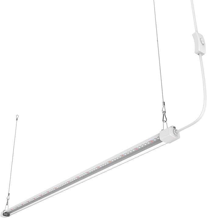 LED Grow Light 4FT Full Spectrum Compact Linkable Lighting Fixture for Indoor Greenhouse Year Round Plant Seedlings, Essential Grow Slim Hanging Suspended Strip