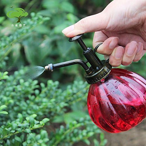 THY COLLECTIBLES Flower Water Spray Bottle Can Pot Plant Mister | Vintage Pumpkin Style Decorative Glass Plant Atomizer Watering Can Pot with Pump for Terrariums Flowers Potted Plants (Red)