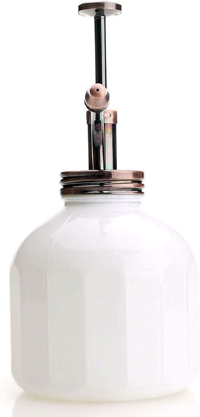 Plant Mister- White Glass Bottle & Brass Sprayer (Antique Copper)
