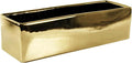 WGVI Long Rectangle Ceramic Planter Vase in Gold 12" x 4" x 4"H, Block Rectangular Terrarium Box Pot, Flower Arrangement, Table top Centerpiece, Home Decor Organization Storage Container, 1 Pc.