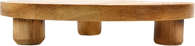 Wealrit Wooden Plant Stools Wood Risers 10 Inch Diameter Round Stands Pedestal for Plants, Brown