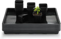 RooTrimmer 2.8 inch (7CM) Square Nursery Pots 120pcs with 5 Pack Seed Starter Trays, Durable Plastic Flat Seedling Tray (17"x11"x2") for Carrying and Holding Plant Nursery Pot (Black)