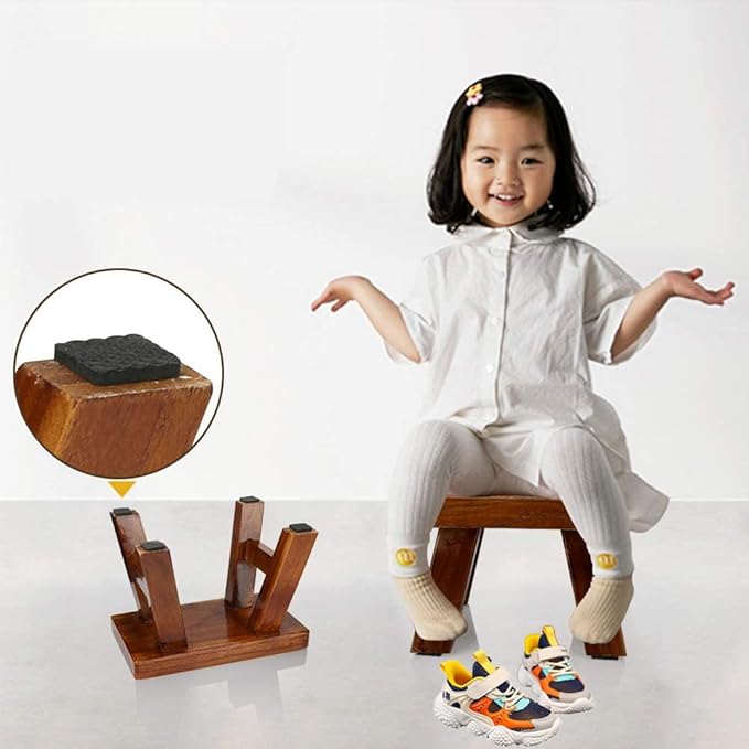 Small Stool Wooden Step Stool Footstool Solid Wood 8 inch for Kids Adults Plant Stand Fishing Stool (Brown)