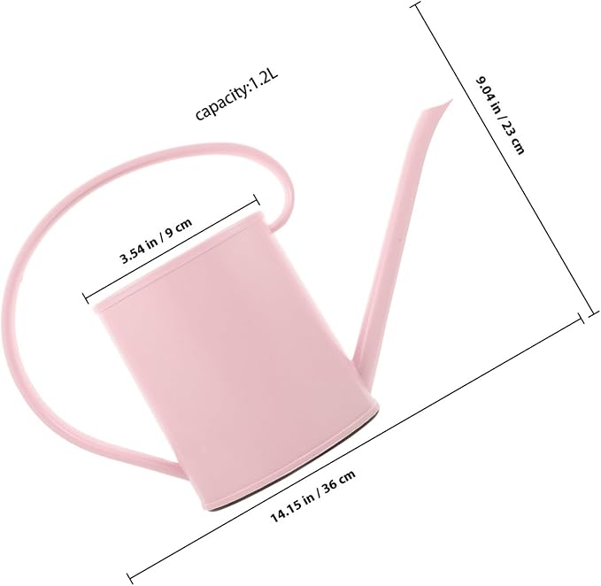 Lurrose 2l Long Spout Watering Can Pink Gardening Watering Kettle for Indoor and Outdoor Plants with Sturdy Spout