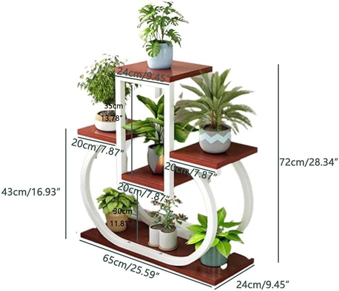 4 Tier Plant Stand Indoor, Multi Layered Iron Flower Pot Racks for Plants Multiple, Large Metal Tall Curved Oval Plant Shelf, Multiple Organizer for Garden Patio Lawn Balcony Office