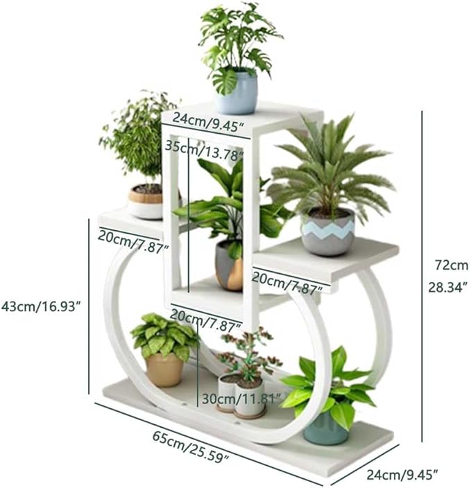 4 Tier Plant Stand Indoor, Multi Layered Iron Flower Pot Racks for Plants Multiple, Large Metal Tall Curved Oval Plant Shelf, Multiple Organizer for Garden Patio Lawn Balcony Office