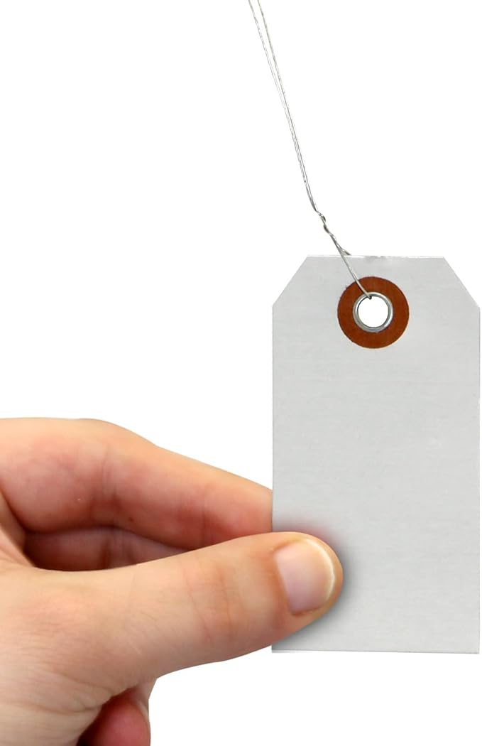 SmartSign Debossable Dead-Soft Aluminum Indentable Blank Write-On Marking Tags | 1.625" x 3.125", Pack of 100 Pre-Wired Tags