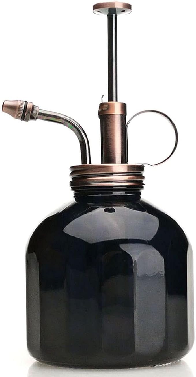Plant Mister- Black Glass Bottle & Brass Sprayer (Antique Copper)