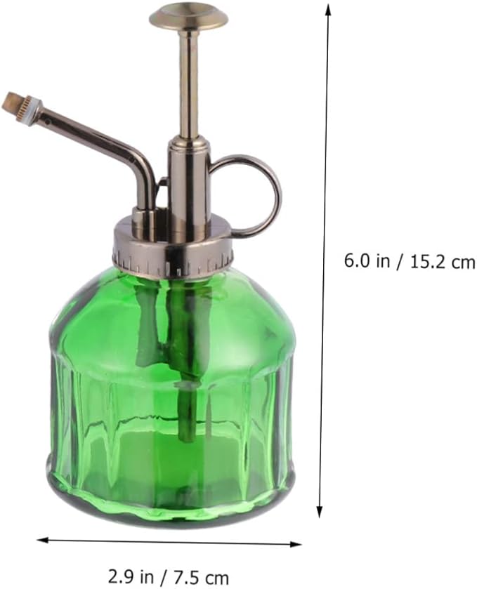 VOSAREA Vintage Glass Watering Kettle Mist Spray Hand Pressure Type Spray Bottle for Indoor Plants 500ml Capacity Glass Design for Flower Gardening and Succulent Care