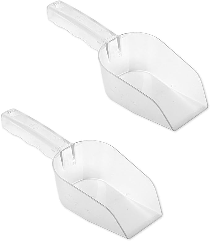 12 oz Clear Hand Scoop, Food-grade Acrylic Multi-Purpose Kitchen ice scoop, Flat-bottomed Scoop for Ice, Popcorn, Cookies, Candy Buckets(2PCS) (2)