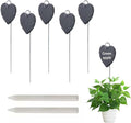 Slate Plant Labels Garden Markers Signs Labels with Stainless Steel Stake & Marker Pen Waterproof Slate Plant Labels for Flowers, Herbs, Potted Plants, Seed (Heart, 5PCS)