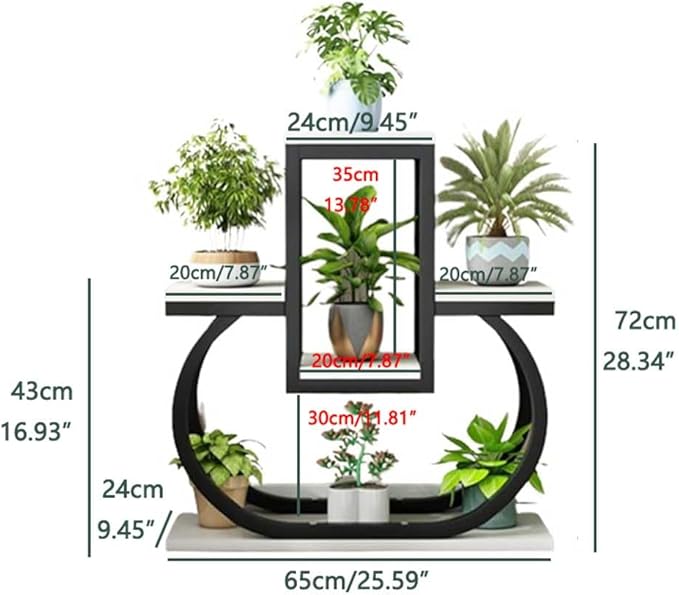 4 Tier Plant Stand Indoor, Multi Layered Iron Flower Pot Racks for Plants Multiple, Large Metal Tall Curved Oval Plant Shelf, Multiple Organizer for Garden Patio Lawn Balcony Office