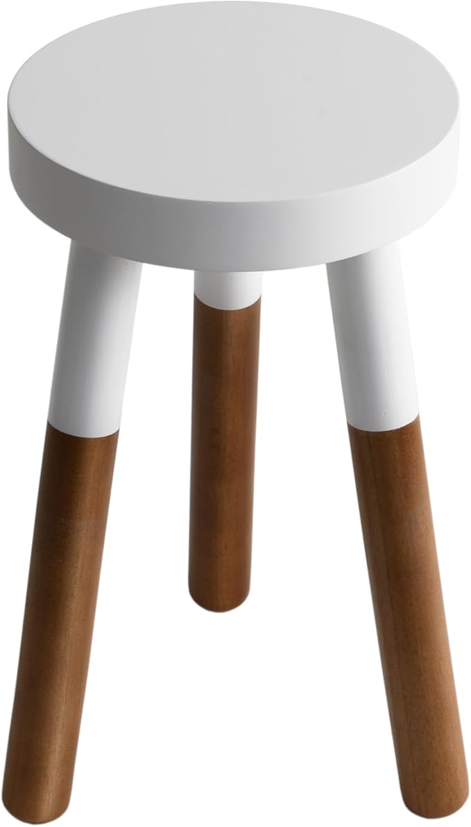 LitaEther 12" Reverse Dipped Wood Plant Stand, Wood Accent Stool,Side Table Set Bath Stool (20"+24" Tall)