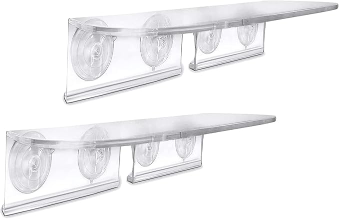 Window Garden Double Veg Ledge - Window Shelf for Plants, Clear Acrylic Shelves - Suction Cup Indoor Plant Holder - Glass Window Sill Extender for Microgreens Kit, Seed Starter Pots, Planters (2 Pack)