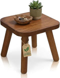 STORE INDYA Wooden Step Stool for Adults Non Slip Small Wooden Square Portable Foot Stool with Detachable Legs, Eco Friendly Mango Wood