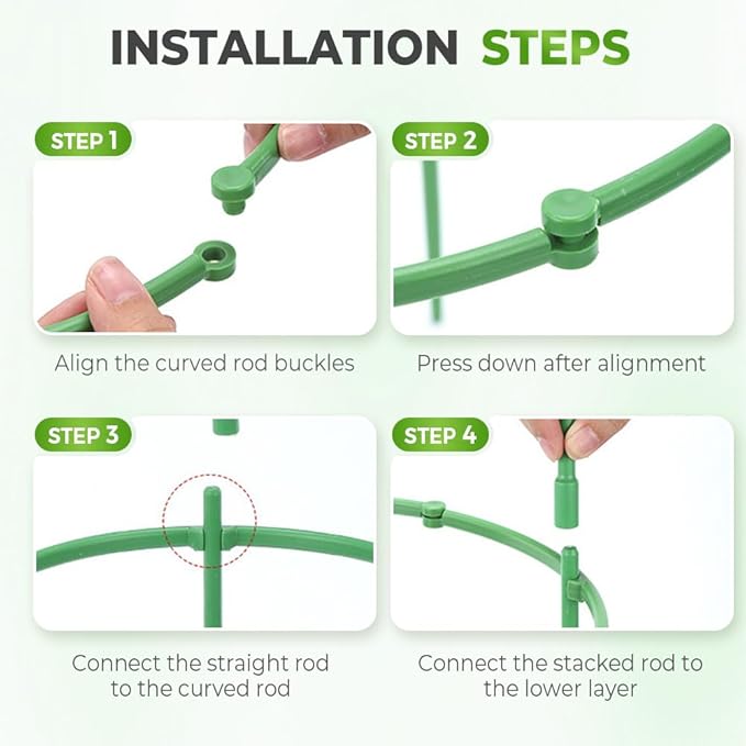 Plant Support Cage, Adjustable Height Garden Stakes for Tomato, Peony, Hydrangea, Snake Plant, Upgraded Thickened Half-Round Plant Supports for Indoor Outdoor Climbing Vegetables & Flowers (1)