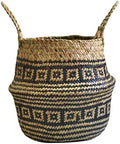 1pc Handmade Bamboo Storage Baskets Nordic Foldable Laundry Straw Wicker Rattan Seagrass Belly Garden Flower Pot Planter Basket