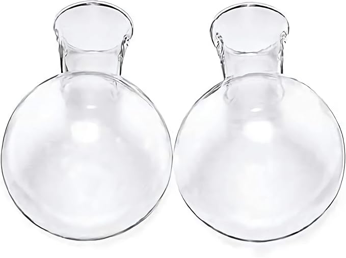 Kingbuy Bulb Glass Vase with Side-Hole (Hole to Hole Opening Dia.: 1.18 in) for Replacement Planter Terrarium with Wooden Stand Accessories Desktop Hydroponics Water Plant Propagation Station, 2 Pack