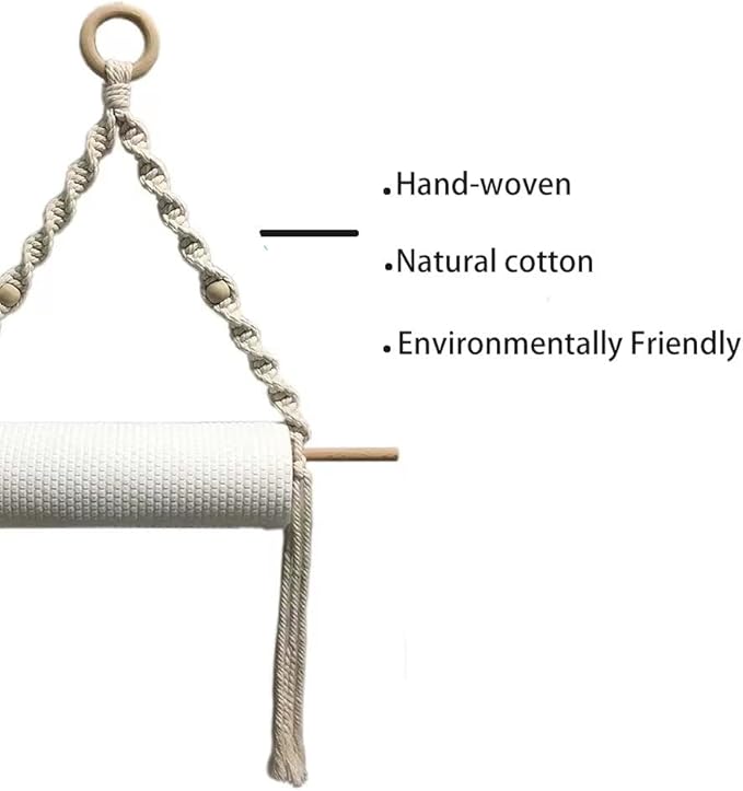Boho Paper Towel Holder - Macrame Paper Towel Hanging for Kitchen Bathroom