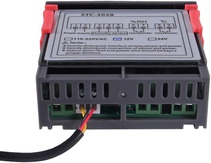 STC-3028 DC 12V Digital Display Thermostat Temperature Controller Adjustable Thermostat Controller with SHT20 Waterproof Sensor