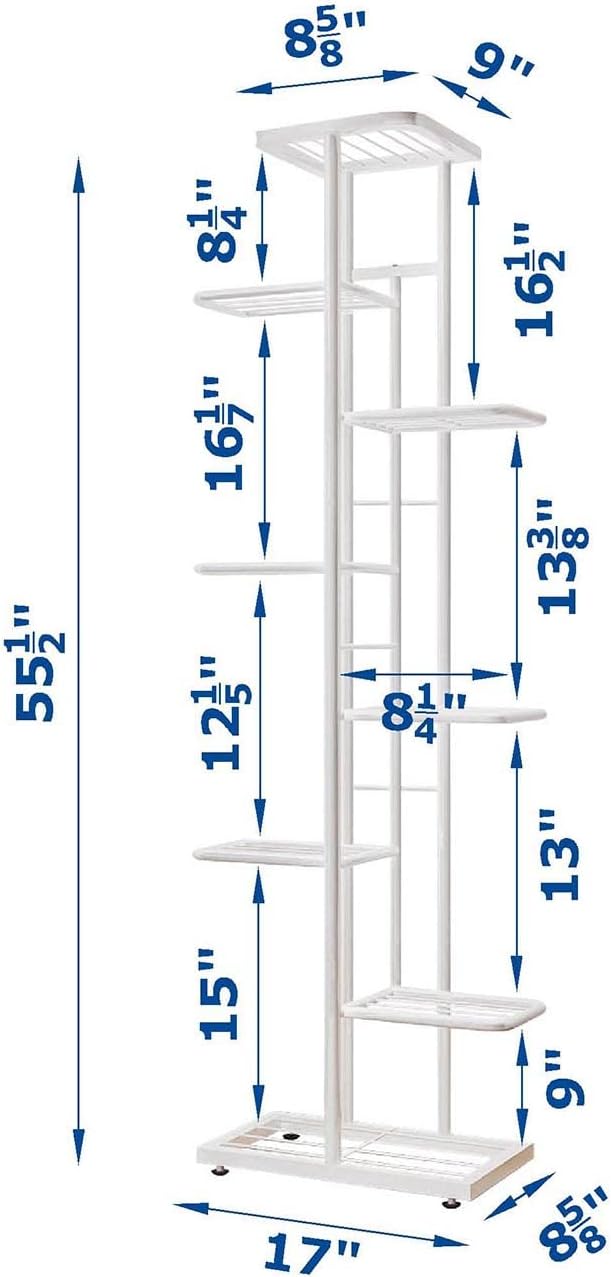 MTB Garden 8 Tier Metal Plant Stand for Indoor Outdoor Flower Pot Display Planter Shelf, White
