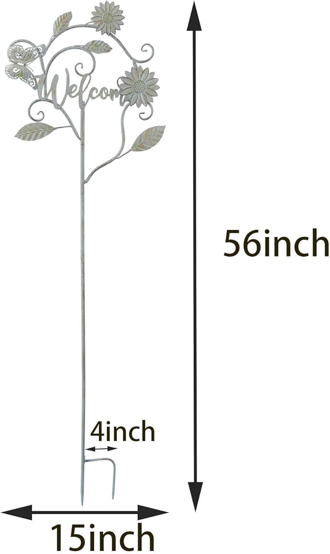 Decorative Garden Stakes with Welcome Sign,Metal Garden Stakes for Patio Garden Decor.