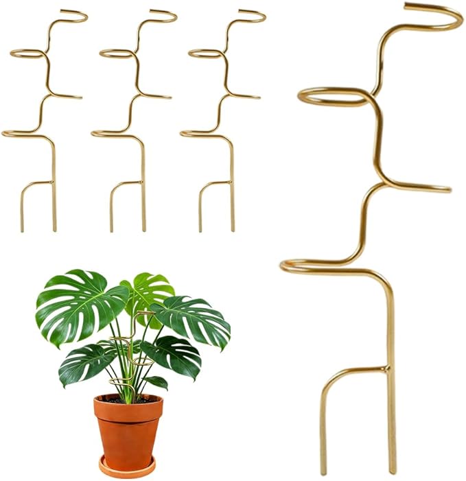 Plant Stakes, 2026 New Plant Support Stakes for Indoor Plants, Potted Stem Climbing Holders, Plant Sticks Support Tall for Indoor Monstera Tomato Orchid Potted Plants Flower (Gold 2PC)