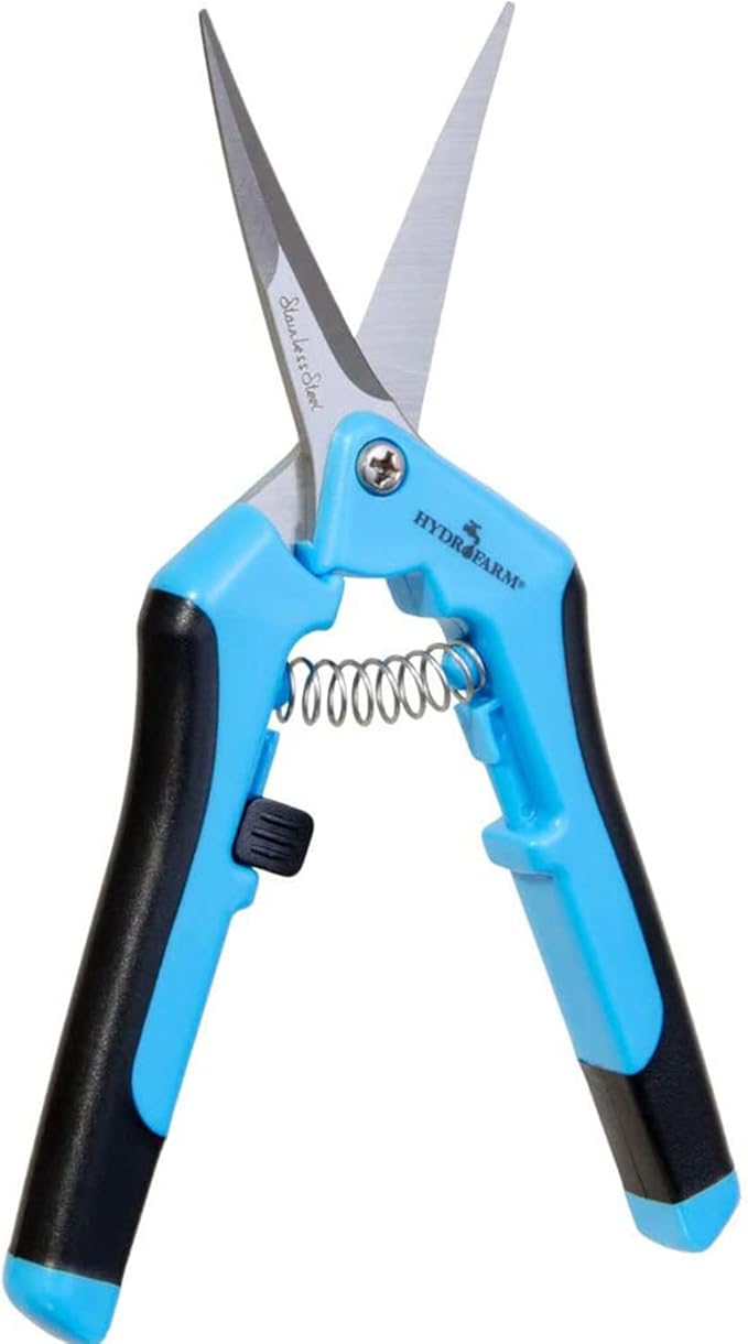 Hydrofarm HGPP400C Precision Curved Blade Pruners, Blue