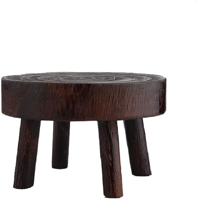 UNIE Mini Wooden Stool Round Garden Flower Display Stand Decorative Short Stool for Indoor Outdoor Office Dining Room