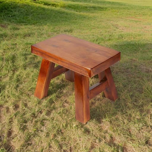 Sturdy Step Stool Footstool Solid Wooden Small for Kids Adults Sink Plant Stand Fishing Stool (Brown)