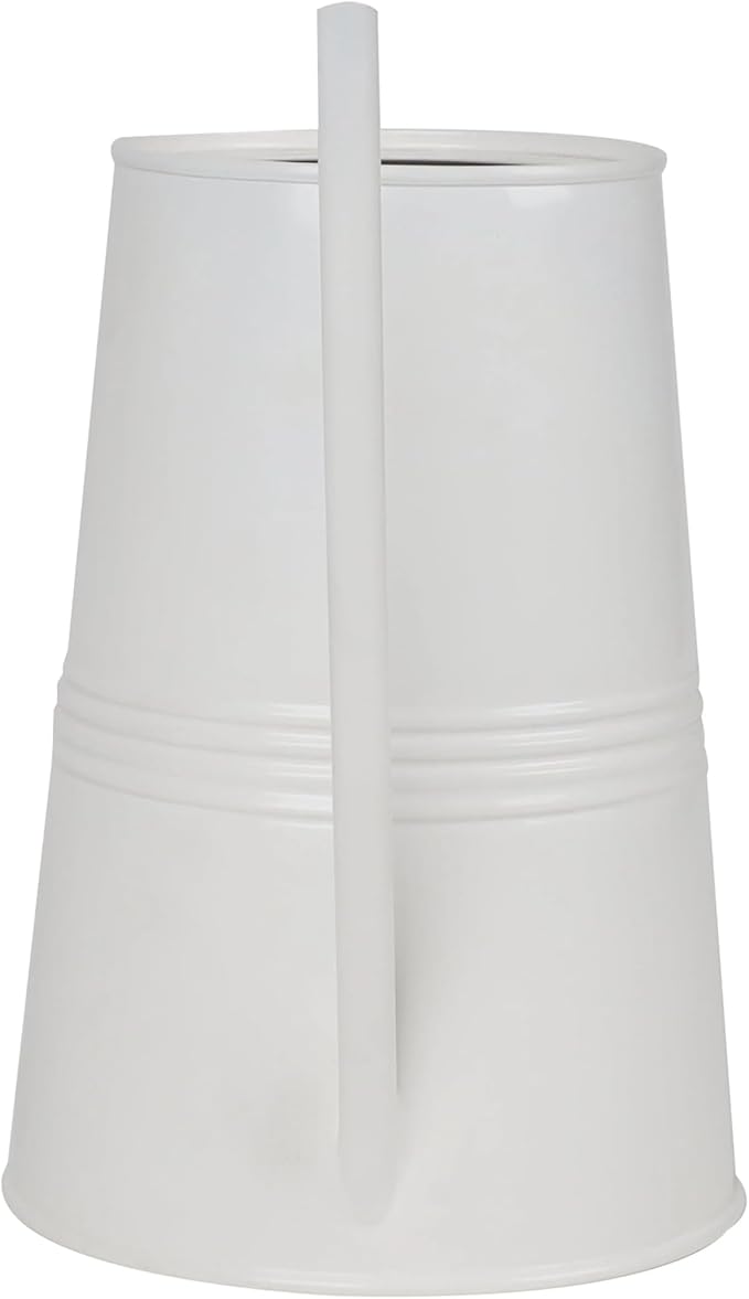 Metal Watering Can with Long Spout & Wooden Grip Handle,1 Gallon,White