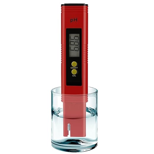PH Meter for Water Hydroponics Digital PH Tester Pen 0.01 High Accuracy Pocket Size with 0-14 PH Measurement Range for Household Drinking, Pool and Aquarium (1, Red, Normal)