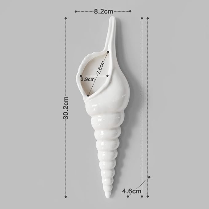 Ceramic Hanging Planter Wall Planter Modern Flower Plant Pots Seashell Conch Flower Vase Home Decor Living Room Background Wall Decorated Plants Planter Hanging Planters (B)