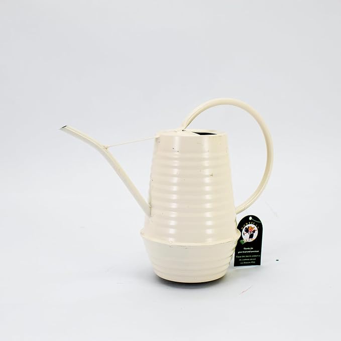 Small Watering Can, Matte Cream White, 34oz., Metal Watering Can with Long Spout, Nice Indoor Water Can, Plant Water Can for Indoor Plants