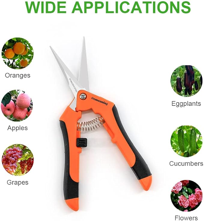 3 Packs Garden Pruning Shears with Straight Blades Trimming Scissors, Gardening Hand Pruning Snips Titanium Coated Precision Bonsai Pruning Shears, Convenient Flower Cutters (Orange)