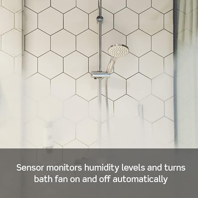 Leviton Dual Combination Humidity Sensor with Separate Light Switch, Automate Bathroom Exhaust Fan, Air Circulation, Moisture Control, Single Pole/Single Pole, ¼ HP, DHD05-1LW, White