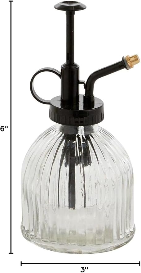 Carlise Plant Mister Spray Bottle| Glass Plant Mister for Indoor Plants l Indoor Plant Mister Decorative (3"x 3"x 6", Black) (70541)
