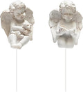MUAMAX 2 Pcs Decorative Angel Garden Stakes,Little Angel Statues,Resin Flower Pot Decoration Mini Angel Plant Stake,Praying Angel Figurines,Small Cherub Angel Memorial Statue Angel Figurines Decor