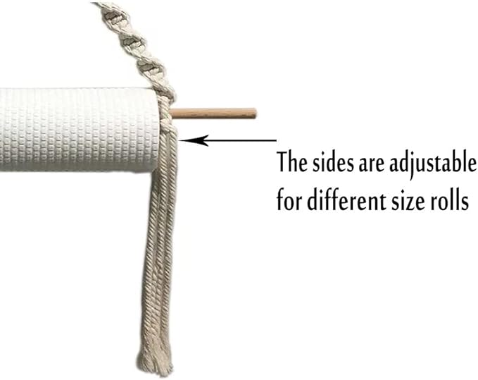 Boho Paper Towel Holder - Macrame Paper Towel Hanging for Kitchen Bathroom