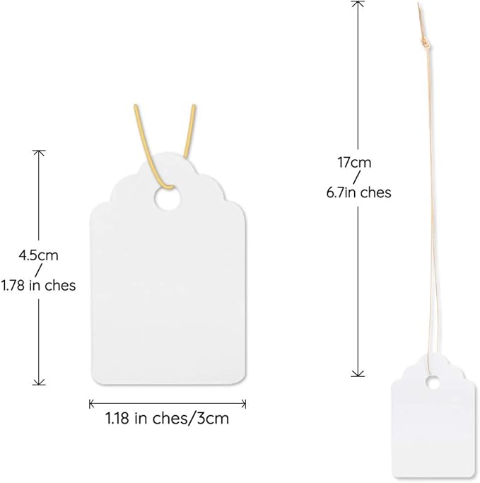 1000pcs Waterproof White Nursery Garden Price Tags with Strings Attached, Multi-funtion Plastic Plant Marking Tags Hang Blank Labeling Tags for Gardening Jewelry Clothing Product(1.8x1.2inches)
