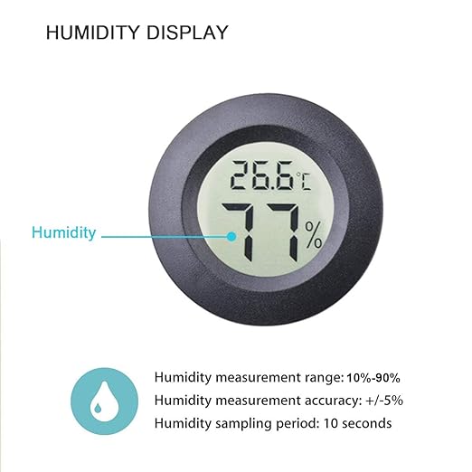 3pcs Mini Hygrometer Thermometer Indoor Outdoor Round Humidity Meter Temperature Gauge Humidity Sensor Fahrenheit Switchable Celsius Monitor for Reptile Jars 3D Printer
