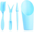 Garden Tool Set with Transplanter Scoop Bucket Shovel and Hole Punch for Succulent and Greenhouse Planting Four Piece Plastic Kit for Transplanting and Potting Tasks(Blue)